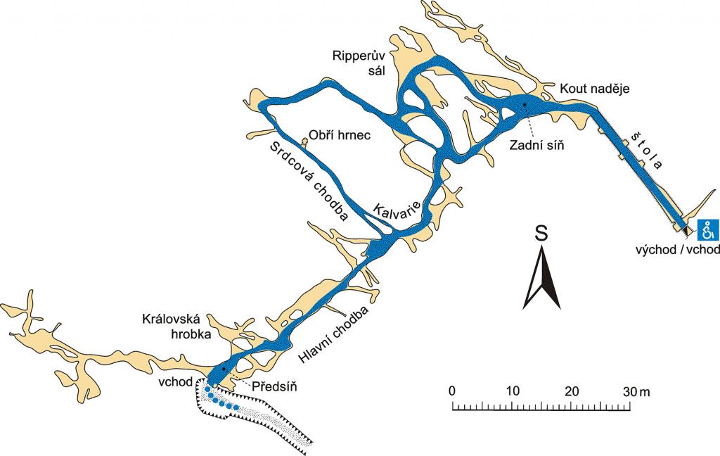 Jeskyně Na Špičáku - mapa
